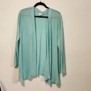 J. Jill Love Linen 100% Linen Lightweight Knit Open Front Cardigan Sz L